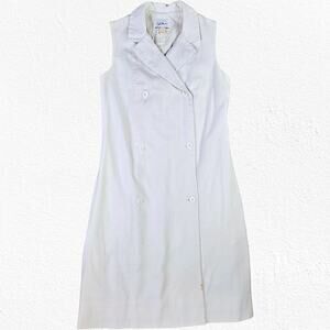 1960s Vintage White Sleeveless Mod Double Breasted Sporty Shift Dress Size 2